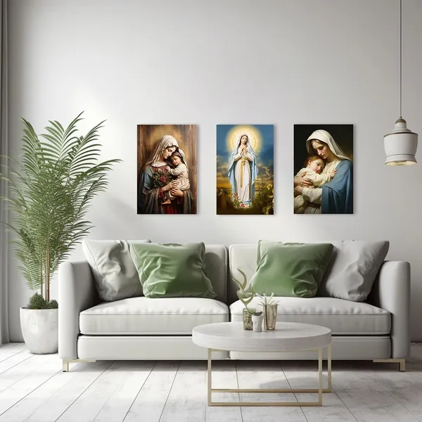 Multicolor_Virgin_Mary_Canvas_Wall_Art_3_Pieces_Jesus_Mother_Painting_Prints_Catholic_Spiritual_Pictures_Wall_Decor_|_For_Office_Church_Prayer_Room_Framed(2,_(11.00"_x_14.00"_x_3PCS))