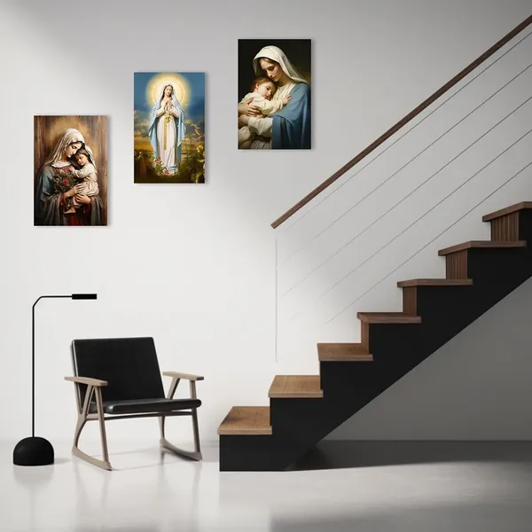 Multicolor_Virgin_Mary_Canvas_Wall_Art_3_Pieces_Jesus_Mother_Painting_Prints_Catholic_Spiritual_Pictures_Wall_Decor_|_For_Office_Church_Prayer_Room_Framed(2,_(11.00"_x_14.00"_x_3PCS))