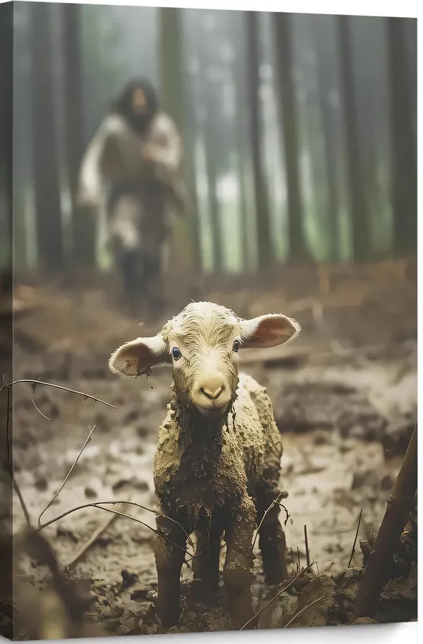 Multicolor_Serene_Embrace_of_the_Lamb_by_Jesus_-_Wrapped_Canvas_Wall_Art,_Artwork_Painting_Print_|_For_Wall_Decor,_Perfect_|_For_Living_Room_or_Prayer_Room_(Wrapped_Canvas,_16"_x_24",_Pattern_1)