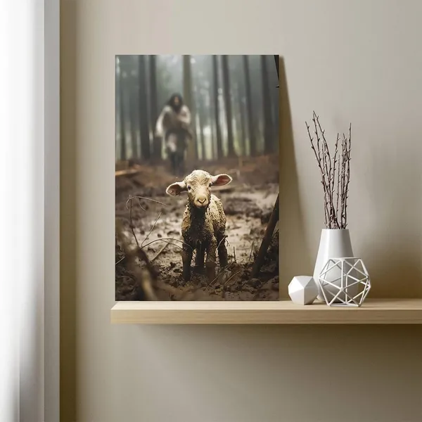 Multicolor_Serene_Embrace_of_the_Lamb_by_Jesus_-_Wrapped_Canvas_Wall_Art,_Artwork_Painting_Print_|_For_Wall_Decor,_Perfect_|_For_Living_Room_or_Prayer_Room_(Wrapped_Canvas,_16"_x_24",_Pattern_1)