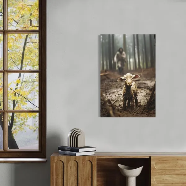 Multicolor_Serene_Embrace_of_the_Lamb_by_Jesus_-_Wrapped_Canvas_Wall_Art,_Artwork_Painting_Print_|_For_Wall_Decor,_Perfect_|_For_Living_Room_or_Prayer_Room_(Wrapped_Canvas,_16"_x_24",_Pattern_1)