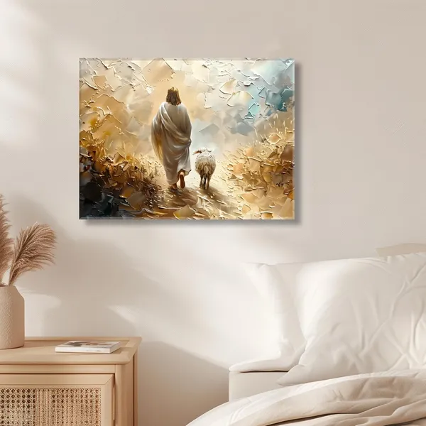 Multicolor_Jesus_Lost_Lamb_Wall_Art_Framed_16x24_Inch_Set_of_1_Christian_Scripture_Wall_Decor_Jesus_Leaves_The_99_Artwork_Pictures_Bible_Verse_Canvas_Poster_Painting_Prints_|_For_Living_Room_Bedroom