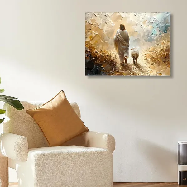Multicolor_Jesus_Lost_Lamb_Wall_Art_Framed_16x24_Inch_Set_of_1_Christian_Scripture_Wall_Decor_Jesus_Leaves_The_99_Artwork_Pictures_Bible_Verse_Canvas_Poster_Painting_Prints_|_For_Living_Room_Bedroom