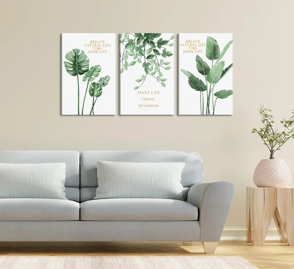 Multicolor_3Pcs_Inspirational_Green_Botanical_Canvas_Wall_Art_Eucalyptus_Leaves_and_Monstera_Wall_Decor_Pictures_Tropical_Botanical_Posters_Prints_|_For_Living_Room_Bedroom_Office_Bathroom_Home_Decoration_Framed