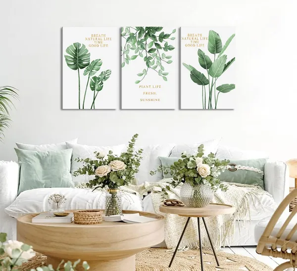 Multicolor_3Pcs_Inspirational_Green_Botanical_Canvas_Wall_Art_Eucalyptus_Leaves_and_Monstera_Wall_Decor_Pictures_Tropical_Botanical_Posters_Prints_|_For_Living_Room_Bedroom_Office_Bathroom_Home_Decoration_Framed