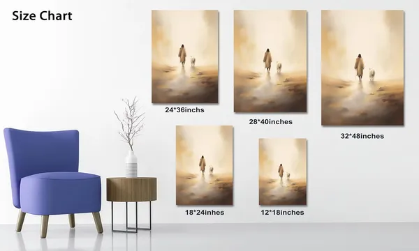 Multicolor_Jesus_and_Lamb_Canvas_Wall_Art,_Jesus_Running_After_Lost_Lamb_Picture,_Jesus_Leaves_The_99_Religious_Wall_Art_Canvas_Print,_Minimalist_Christian_Paintings_Churches_Home_Decor_Gift_12"Wx18"H_Inch