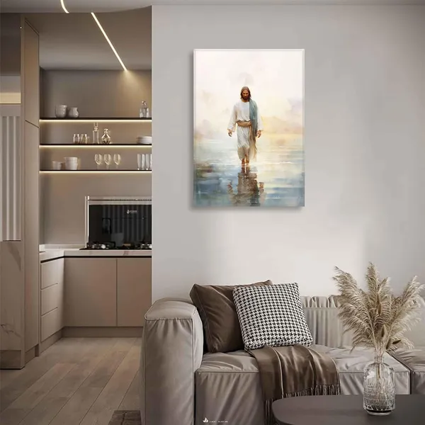 Multicolor_Jesus_Walking_On_Water_Wall_Art_God_Poster_Picture_Religious_Bible_Verse_Canva_Christian_Nursery_Print_Abstract_Inspirational_Painting_|_For_a_Modern_Home_Spiritual_Living_room_Church_Wall_Decor_Framed