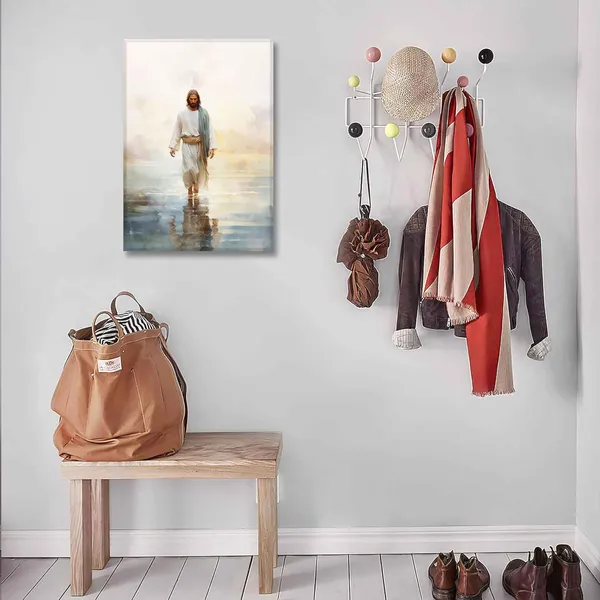 Multicolor_Jesus_Walking_On_Water_Wall_Art_God_Poster_Picture_Religious_Bible_Verse_Canva_Christian_Nursery_Print_Abstract_Inspirational_Painting_|_For_a_Modern_Home_Spiritual_Living_room_Church_Wall_Decor_Framed