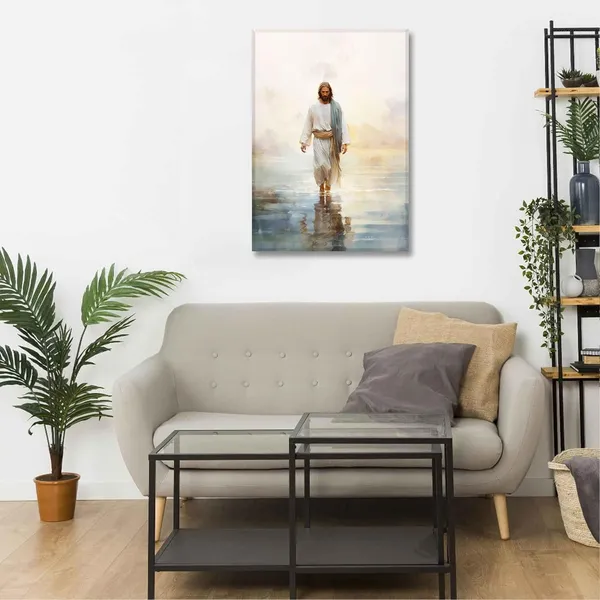 Multicolor_Jesus_Walking_On_Water_Wall_Art_God_Poster_Picture_Religious_Bible_Verse_Canva_Christian_Nursery_Print_Abstract_Inspirational_Painting_|_For_a_Modern_Home_Spiritual_Living_room_Church_Wall_Decor_Framed
