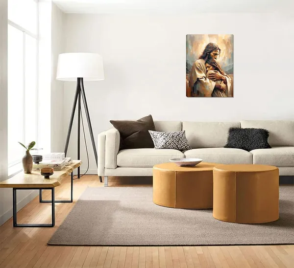 Multicolor_Jesus_Embracing_Woman_Wall_Art_Safe_Haven_Poster_Jesus_Canvas_Prints_Christian_Spiritual_Painting_Bible_Art_Pictures_Jesus_and_Girl_Wall_Decor_|_For_Bedroom_Living_Room_Dining_Room_Church_Framed