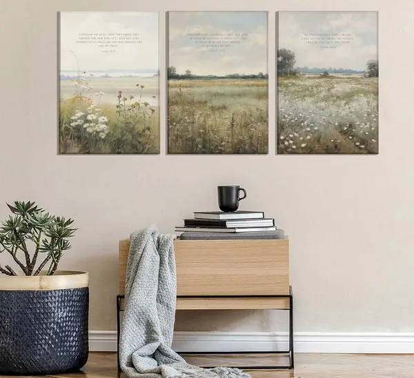 Multicolor_3Pcs_Christian_Scripture_Wall_Art_Bible_Verse_Canvas_Wall_Decor_Modern_Scripture_Floral_Prints_Religious_Pictures_Vintage_Painting_Posters_Jesus_Faith_Pictures_|_For_Living_Room_Bedroom_Framed