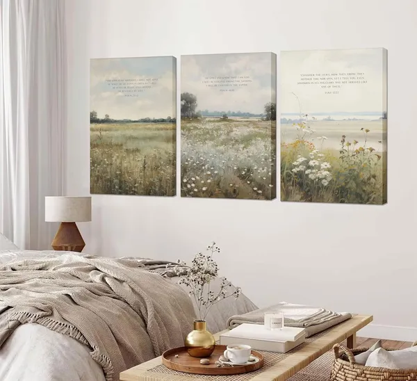 Multicolor_3Pcs_Christian_Scripture_Wall_Art_Bible_Verse_Canvas_Wall_Decor_Modern_Scripture_Floral_Prints_Religious_Pictures_Vintage_Painting_Posters_Jesus_Faith_Pictures_|_For_Living_Room_Bedroom_Framed