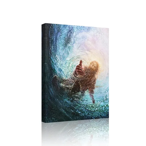 Multicolor_Jesus_Christ_Canvas_Wall_Art_-_The_Hand_of_God_Framed_Poster_Modern_Religious_Print_Artwork_Painting_Picture_|_For_Bedroom_Living_Room_Decor_12"x16.5"_(With_Frame,Jesus01)