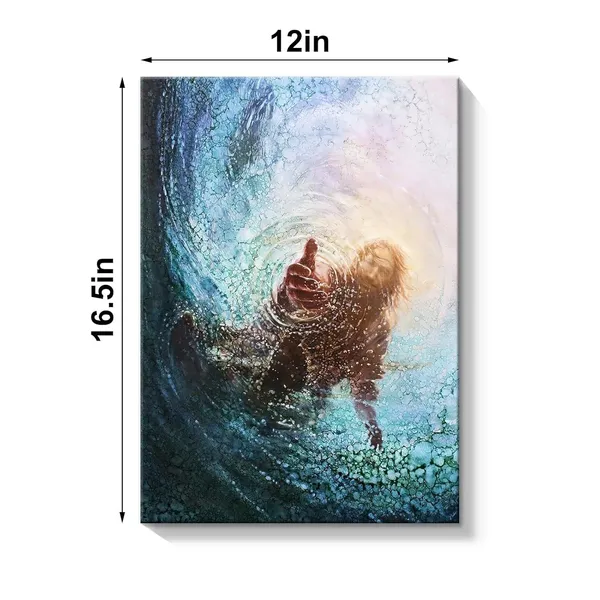 Multicolor_Jesus_Christ_Canvas_Wall_Art_-_The_Hand_of_God_Framed_Poster_Modern_Religious_Print_Artwork_Painting_Picture_|_For_Bedroom_Living_Room_Decor_12"x16.5"_(With_Frame,Jesus01)