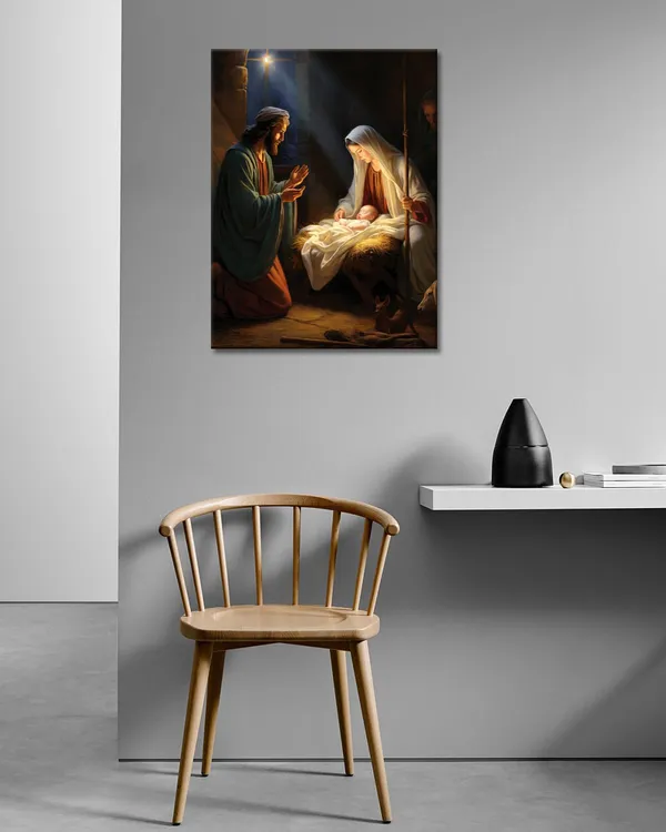 Multicolor_Birth_of_Jesus_Canvas_Wall_Art_Nativity_Secene_Wall_Art_Print_Virgin_Mary_Christian_Painting_Artwrok_Christ_Decor_Religion_Picture_Decor_|_For_Living_Room_Bedroom_Home