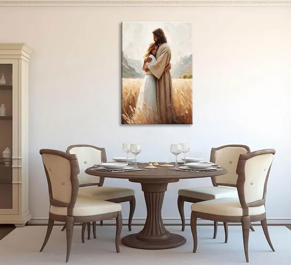Multicolor_Framed_Jesus_Embracing_Woman_Canvas_Wall_Art_Safe_In_His_Arms_Decor_Picture_Christian_Painting_Poster_Prints_|_For_Bedroom_Living_Room_Dining_Room_Home_Decoration