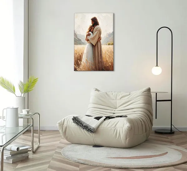 Multicolor_Framed_Jesus_Embracing_Woman_Canvas_Wall_Art_Safe_In_His_Arms_Decor_Picture_Christian_Painting_Poster_Prints_|_For_Bedroom_Living_Room_Dining_Room_Home_Decoration