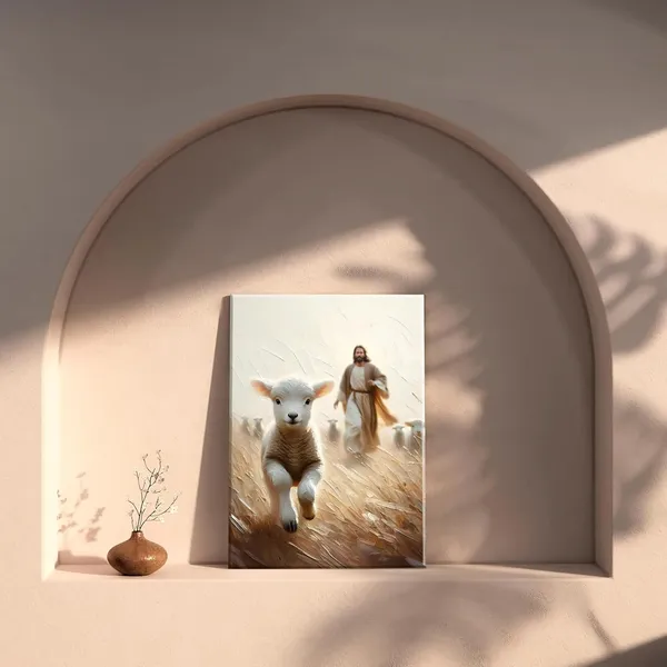 Multicolor_Jesus_and_Lamb_Canvas_Wall_Art_Jesus_Running_After_Lost_Lamb_Wall_Decor_Picture_Jesus_Saves_the_Lamb_a_Lost_Lamb_Poster_Print_Christian_Lamb_of_God_Home_Decoration_16x24in