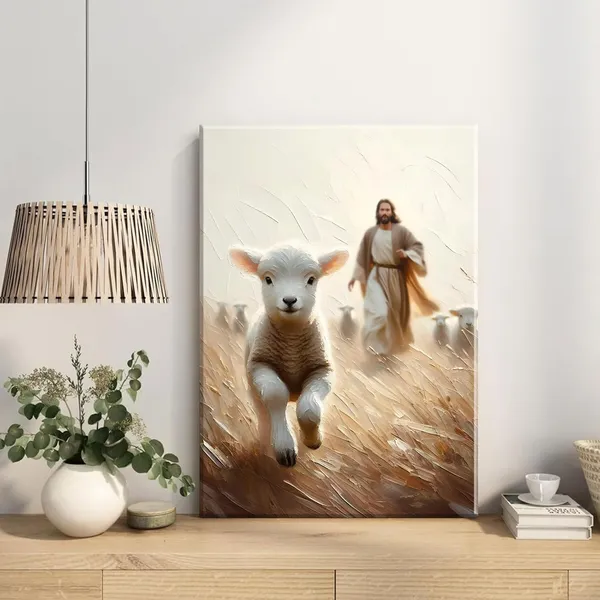 Multicolor_Jesus_and_Lamb_Canvas_Wall_Art_Jesus_Running_After_Lost_Lamb_Wall_Decor_Picture_Jesus_Saves_the_Lamb_a_Lost_Lamb_Poster_Print_Christian_Lamb_of_God_Home_Decoration_16x24in