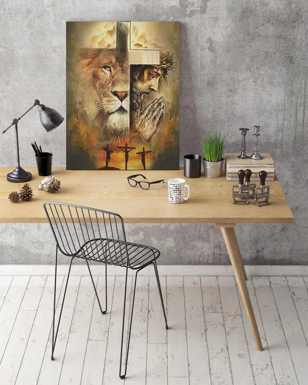 Multicolor_Jesus_Canvas_Wall_Art_The_Lion_of_Judah_Painting_Print_Poster_Modern_Religious_Christian_Cross_Picture_Wall_Decor_Artwork_Living_Room_Bedroom_Home_Office_Decorations_Wooden_Framed_-_18??_x_24??