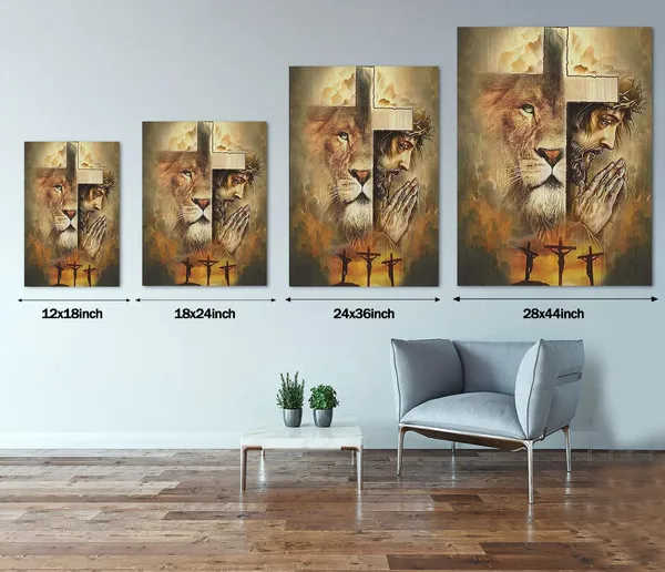 Multicolor_Jesus_Canvas_Wall_Art_The_Lion_of_Judah_Painting_Print_Poster_Modern_Religious_Christian_Cross_Picture_Wall_Decor_Artwork_Living_Room_Bedroom_Home_Office_Decorations_Wooden_Framed_-_18??_x_24??