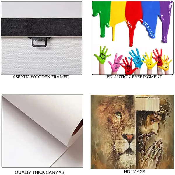 Multicolor_Jesus_Canvas_Wall_Art_The_Lion_of_Judah_Painting_Print_Poster_Modern_Religious_Christian_Cross_Picture_Wall_Decor_Artwork_Living_Room_Bedroom_Home_Office_Decorations_Wooden_Framed_-_18??_x_24??