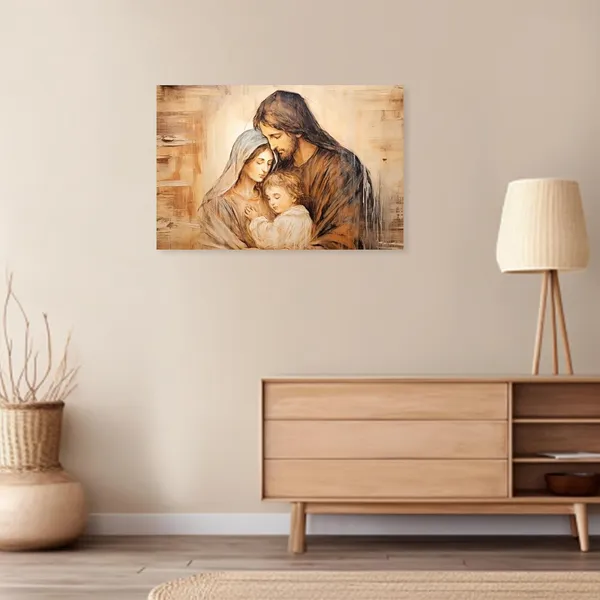 Multicolor_Holy_Family_Picture_Virgin_Mary_and_Jesus_Canvas_Wall_Art_Catholic_Religious_Christian_Painting_|_For_Churches_Decor_Frame(Holy_Family_-_B_16.00"_x_24.00")