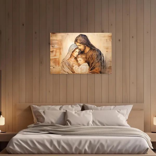 Multicolor_Holy_Family_Picture_Virgin_Mary_and_Jesus_Canvas_Wall_Art_Catholic_Religious_Christian_Painting_|_For_Churches_Decor_Frame(Holy_Family_-_B_16.00"_x_24.00")