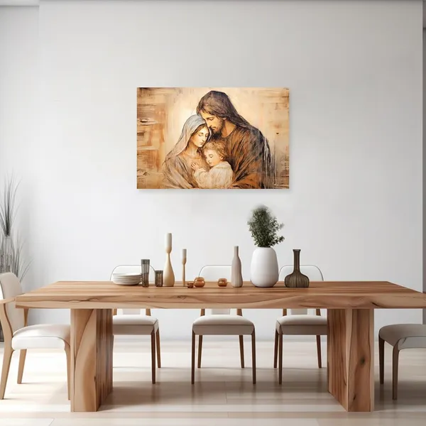 Multicolor_Holy_Family_Picture_Virgin_Mary_and_Jesus_Canvas_Wall_Art_Catholic_Religious_Christian_Painting_|_For_Churches_Decor_Frame(Holy_Family_-_B_16.00"_x_24.00")