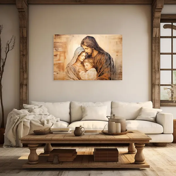Multicolor_Holy_Family_Picture_Virgin_Mary_and_Jesus_Canvas_Wall_Art_Catholic_Religious_Christian_Painting_|_For_Churches_Decor_Frame(Holy_Family_-_B_16.00"_x_24.00")