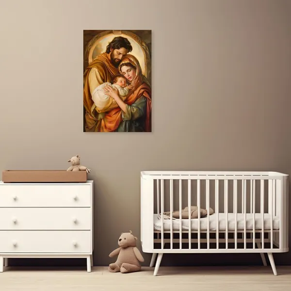 Multicolor_Holy_Family_Wall_Art_Catholic_Canvas_Jesus_and_Virgin_Mary_Picture_Christian_Painting_Print_|_For_Living_Room_Decor_Frame(Holy_Family_-_B_16.00"_x_24.00")