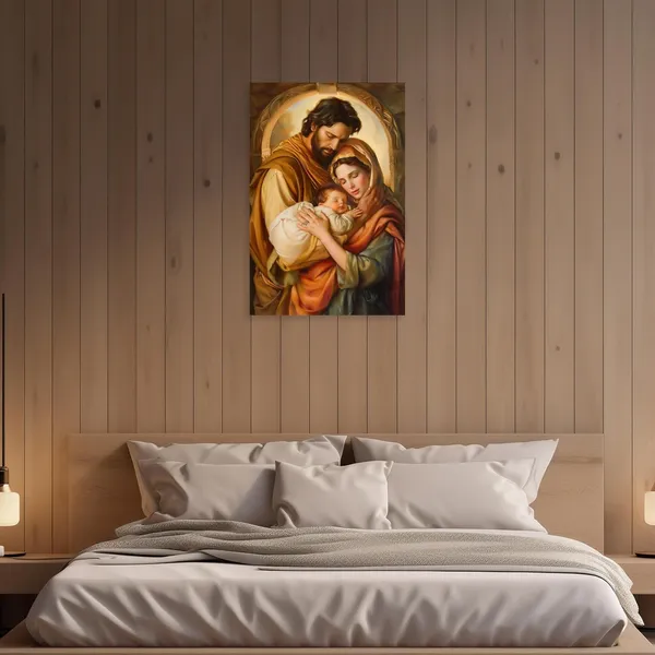 Multicolor_Holy_Family_Wall_Art_Catholic_Canvas_Jesus_and_Virgin_Mary_Picture_Christian_Painting_Print_|_For_Living_Room_Decor_Frame(Holy_Family_-_B_16.00"_x_24.00")