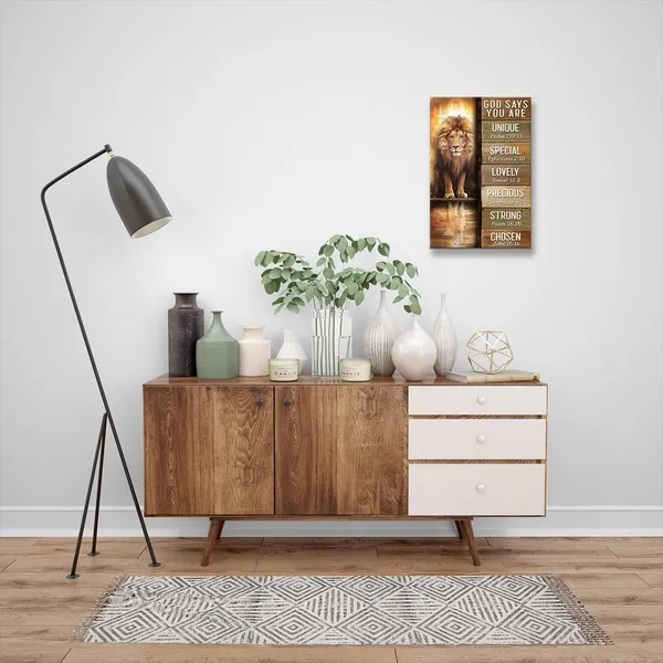 Multicolor_God_Says_You_are_Wall_Art_Bible_Verse_Poster_Retro_Lion_and_Lamb_Wall_Art_Framed_Inspirational_Quotes_Poster_Vintage_Christian_Religious_Pictures_Wall_Decor_(16x24in,Framed)
