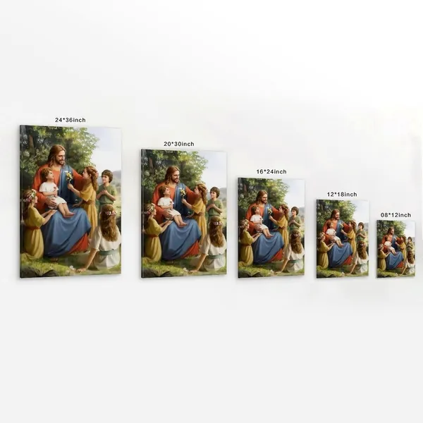 Multicolor_Christ_Jesus_-_Jesus_And_Children_Art_Print_Canvas_Poster_Album_Art_Decoration_Painting_Wall_Art_Canvas_Poster_Canvas_Wall_Art_Prints_|_For_Wall_Decor_Room_Decor_Bedroom_Decor_Gifts_16x24inch(40x60cm)