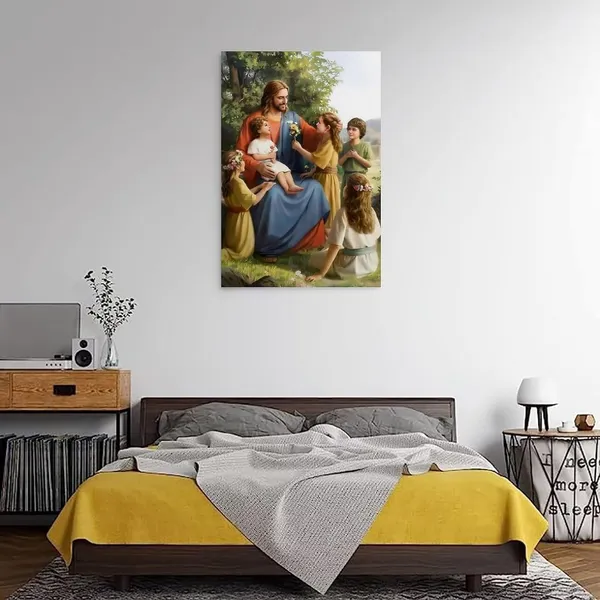 Multicolor_Christ_Jesus_-_Jesus_And_Children_Art_Print_Canvas_Poster_Album_Art_Decoration_Painting_Wall_Art_Canvas_Poster_Canvas_Wall_Art_Prints_|_For_Wall_Decor_Room_Decor_Bedroom_Decor_Gifts_16x24inch(40x60cm)