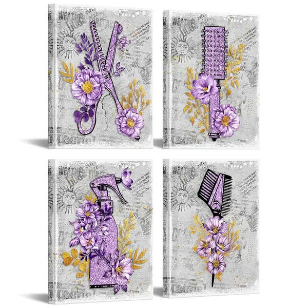 Multicolor_Hair_Salon_Wall_Art_Glam_Fashion_Haircut_Tools_with_Purple_Flower_Painting_Posters_on_Canvas_Trendy_Barbershop_Pictures_Artwork_Wall_Decor_Easy_to_Hang_Hairdresser_Gift