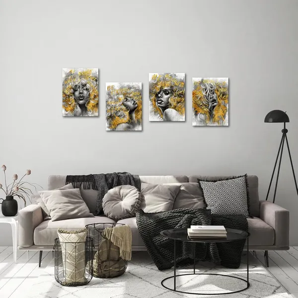 Multicolor_Be_Strong_Be_Brave_Be_Badass_Wall_Art_Fashion_Black_Women_with_Inspirational_Motivational_Positive_Quotes_Painting_Decor_Black_and_Gold_Afro_African_American_Woman_Canvas_Prints