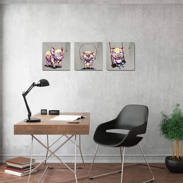 Multicolor_3_Panel_Wall_Art_Animal_Painting_Lovely_Pig_Having_Fun_Picture_Prints_on_Canvas_Modern_Home_Living_Room_Bedroom_Decoration_Stretched_Ready_to_Hang