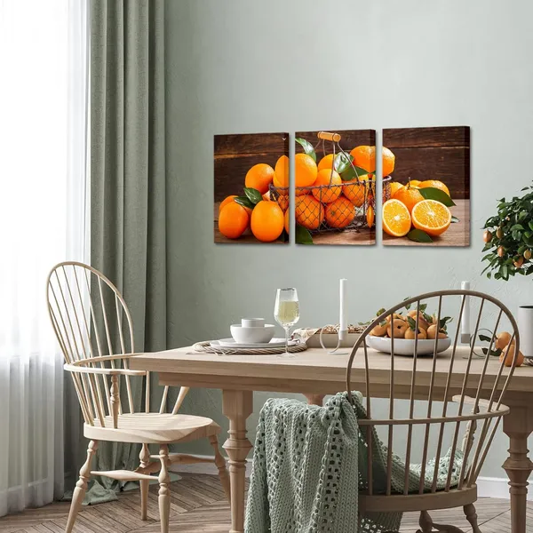 Multicolor_3_Piece_Kitchen_Fruits_Canvas_Wall_Art_Fresh_Oranges_Picture_Painting_Vintage_Food_Artwork_|_For_Home_Dining_Room_Decor_Framed_Ready_to_Hang_(Small)