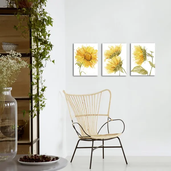 Multicolor_Watercolor_Abstract_Flower_Canvas_Wall_Art_Wild_Sunflower_Painting_Picture_Prints_White_and_Yellow_Bathroom_Decorations_(Yellow,_Small)