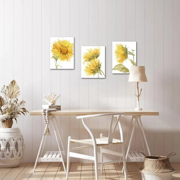 Multicolor_Watercolor_Abstract_Flower_Canvas_Wall_Art_Wild_Sunflower_Painting_Picture_Prints_White_and_Yellow_Bathroom_Decorations_(Yellow,_Small)