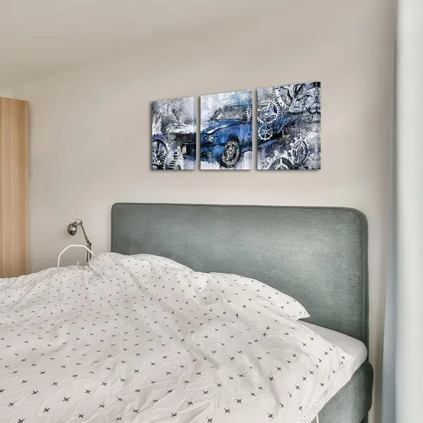 Multicolor_3_Piece_Rustic_Car_Canvas_Wall_Art_Old_Car_with_Mechanical_Gear_Painting_Poster_Prints_Cool_Artwork_|_For_Man_Cave_Boys_Bedroom_Home_Office_Decoration_(Blue,_Small)