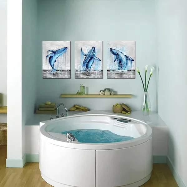Multicolor_Coastal_Canvas_Wall_Art_Blue_and_Grey_Whale_Paintings_Pictures_Modern_Abstract_Tropical_Fish_Poster_Artwork_with_Frame_|_For_Bathroom_Bedroom_Living_Room_Decor_12x16inchx3pcs
