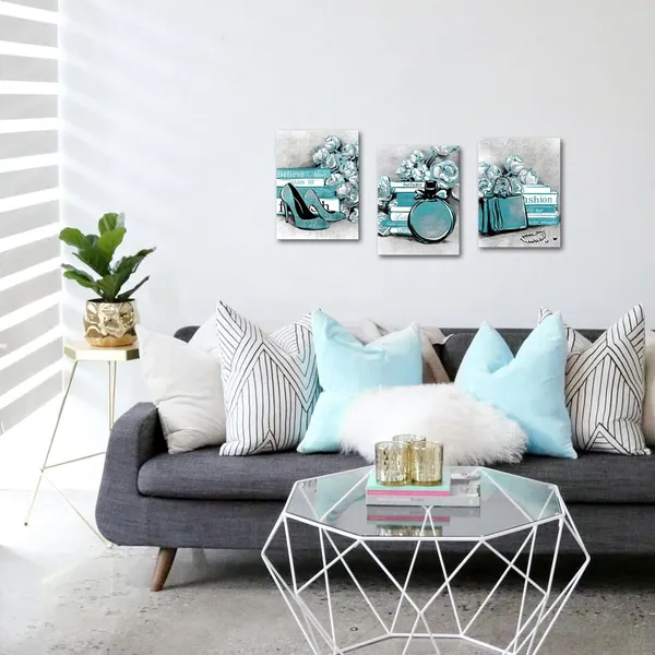 Multicolor_3_Piece_Fashion_Canvas_Wall_Art_Glam_High_Heels_Perfume_Bags_with_Book_Poster_Art_Painting_Prints_Framed_Modern_Teal_and_Grey_Home_Bathroom_Beauty_Room_Decorations_12x16inchx3pcs