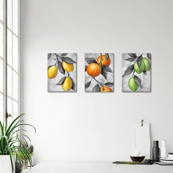 Multicolor_Fruit_Canvas_Wall_Art_Orange_and_Lemon_Painting_Prints_Modern_Dining_Room_Kitchen_Decoration_(Grey,_Small)