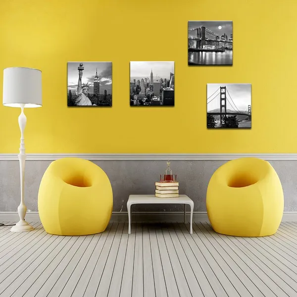 Multicolor_Modern_Black_and_White_York_Wall_Art_Brooklyn_Bridge_Empire_State_Building_Golden_Gate_Bridge_Statue_of_Liberty_Picture_on_Canvas_Print_Painting_Wall_Decoration_Framed