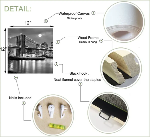 Multicolor_Modern_Black_and_White_York_Wall_Art_Brooklyn_Bridge_Empire_State_Building_Golden_Gate_Bridge_Statue_of_Liberty_Picture_on_Canvas_Print_Painting_Wall_Decoration_Framed