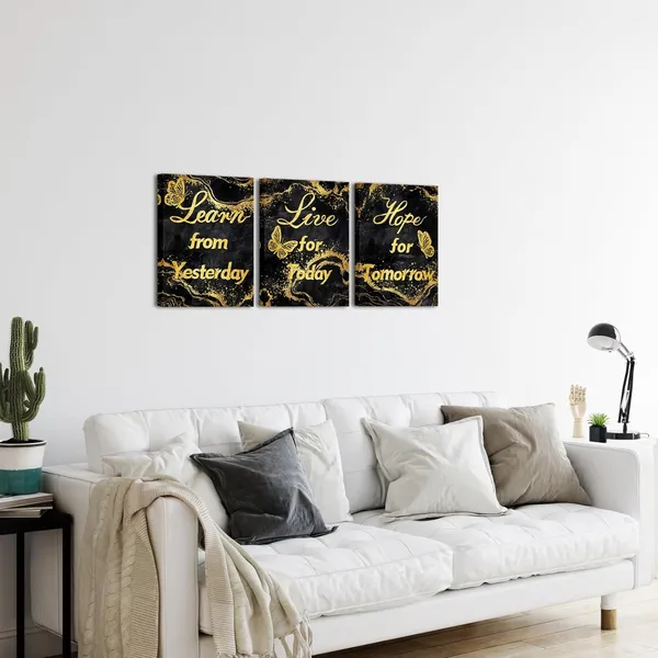 Multicolor_Motivational_Quotes_Canvas_Wall_Art_Learn_from_Yesterday_Live_|_For_Today_Hope_|_For_Tomorrow_Inspirational_Positive_Sign_Poster_Framed_Artwork_Modern_Black_and_Gold_Home_Decor_(Black)