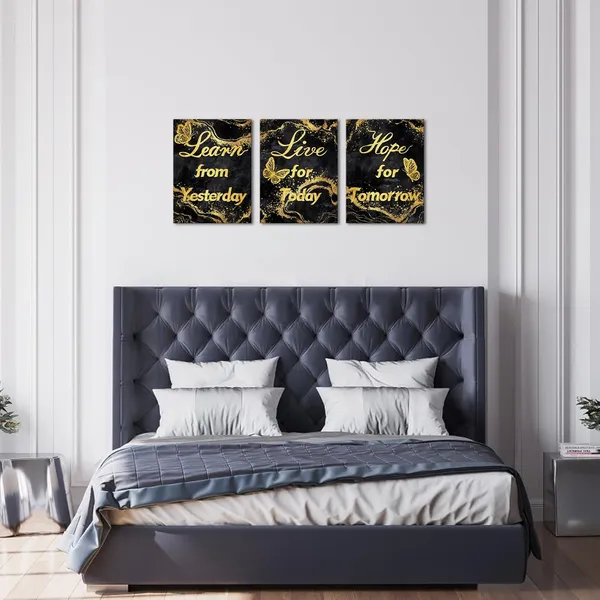 Multicolor_Motivational_Quotes_Canvas_Wall_Art_Learn_from_Yesterday_Live_|_For_Today_Hope_|_For_Tomorrow_Inspirational_Positive_Sign_Poster_Framed_Artwork_Modern_Black_and_Gold_Home_Decor_(Black)