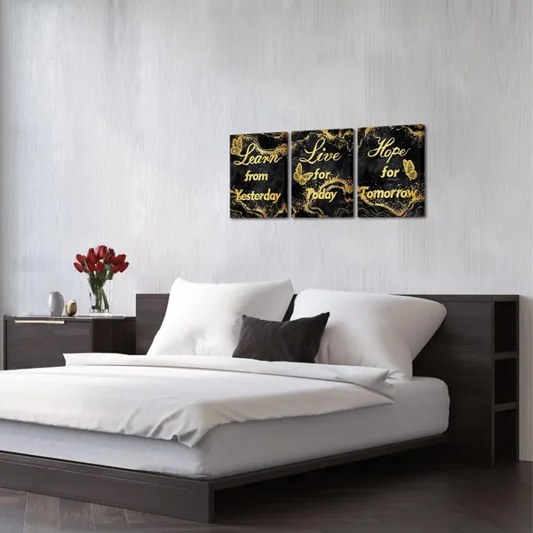 Multicolor_Motivational_Quotes_Canvas_Wall_Art_Learn_from_Yesterday_Live_|_For_Today_Hope_|_For_Tomorrow_Inspirational_Positive_Sign_Poster_Framed_Artwork_Modern_Black_and_Gold_Home_Decor_(Black)